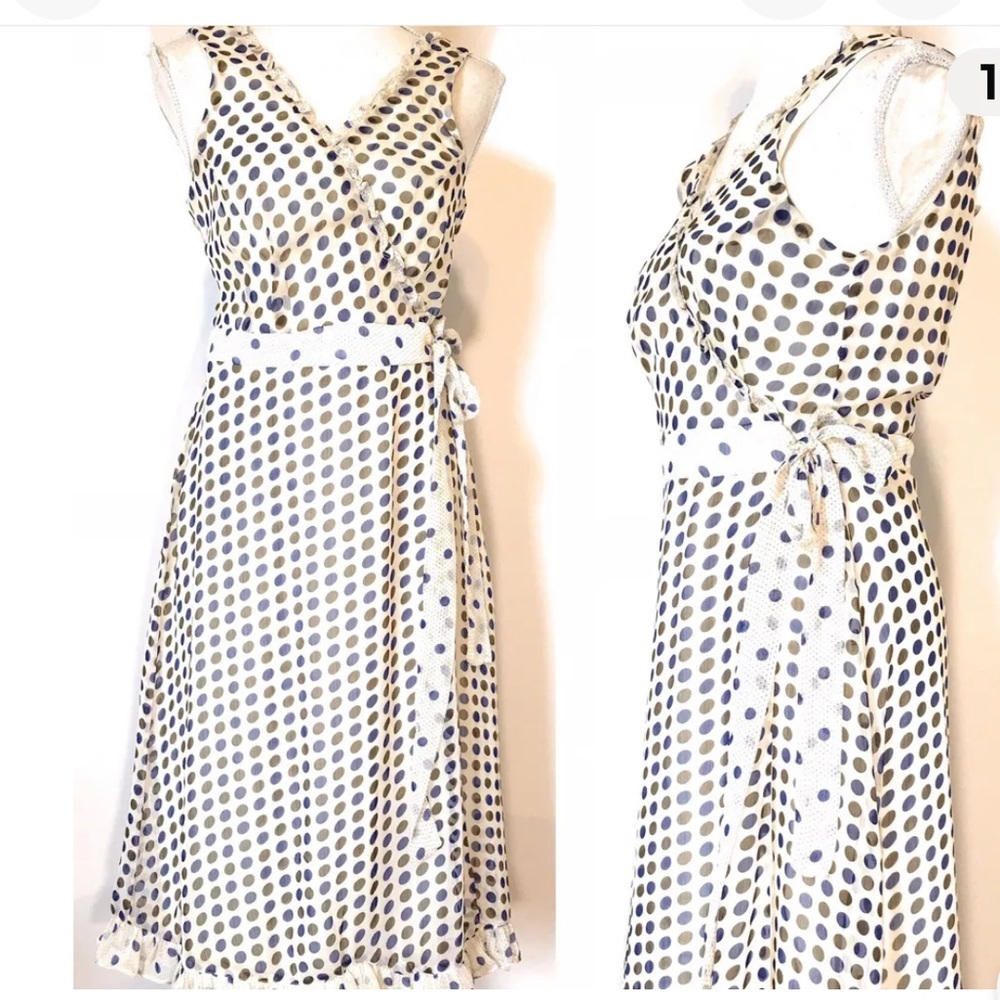 Cato‎ Polka Dot Sleeveless Ruffle Trim Dress. Size 6